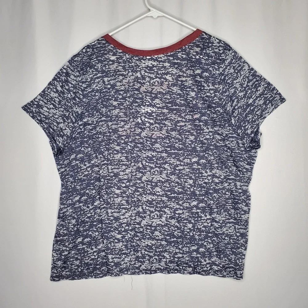 Avenue Burnout USA T-Shirt Women‎ 22/24 Red Blue Boxy Lightweight Short Sleeve